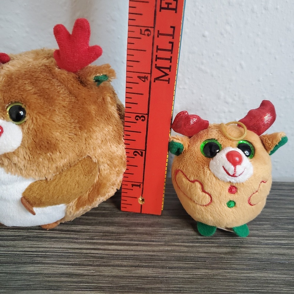 Ty Beanie Ballz Hoofer & Chestnut Reindeer Plush Christmas Stuffed Animal Lot - Picture 5 of 6